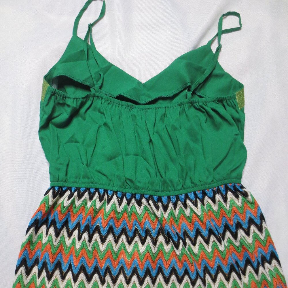 4/$14 C. LUCE womens DRESS green CHEVRON orange GOLD boho UNIQUE lined SIZE S - Picture 7 of 12